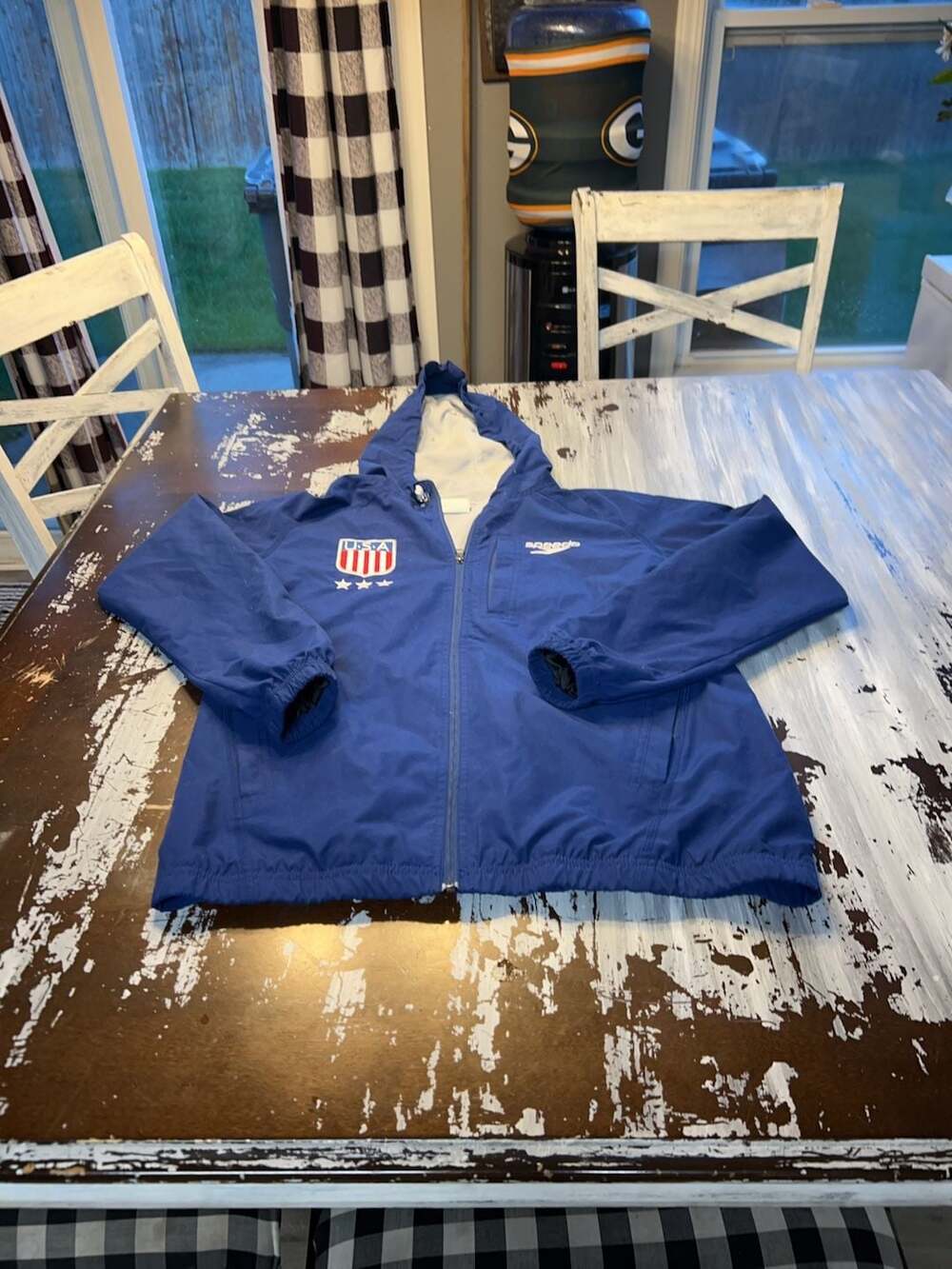Speedo USA Swimming Team Full Zip Hooded Jacket Blue Size Small